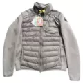 Spliced ​​stand collar non-hooded khaki down jacket