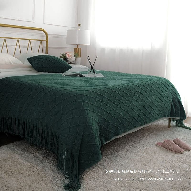 Light Luxury Bed End Towel for Guesthouses and Hotels, American-Style Knitted Bed End Blanket, Long Bed Runner, Bed Cover, Home Decor Trendy Decorative Towel