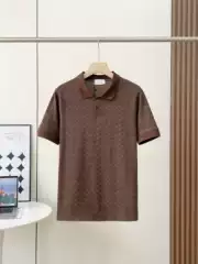 Ch Brand Authentic Version C Brand Classic Old Money Style Brown Polo Shirt Men's Fashion Turn-Down Collar Versatile Casual Short Sleeve
