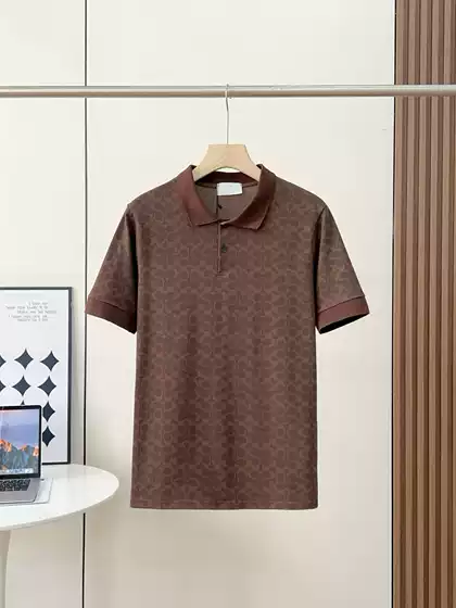 Ch Brand Authentic Version C Brand Classic Old Money Style Brown Polo Shirt Men's Fashion Turn-Down Collar Versatile Casual Short Sleeve