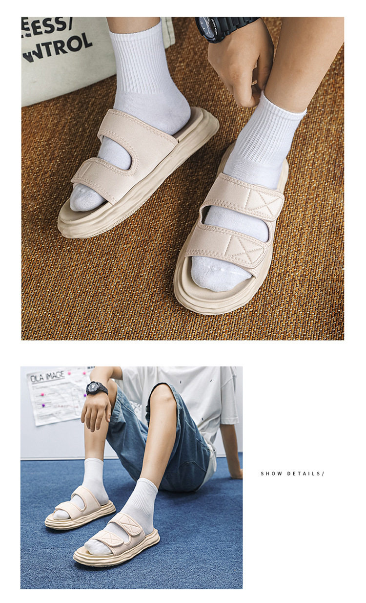 Outwear Men's Simple Comfortable Men's Solid Color Sandals and Slippers Summer Home Bedroom Internet-popular Creative Double Belt Soft Bottom 28 undefined