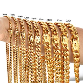 Amazon Wish Aliexpress New 18K Gold Cuban Chain Faucet Buckle Necklace Stainless Steel Encryption Jmgk