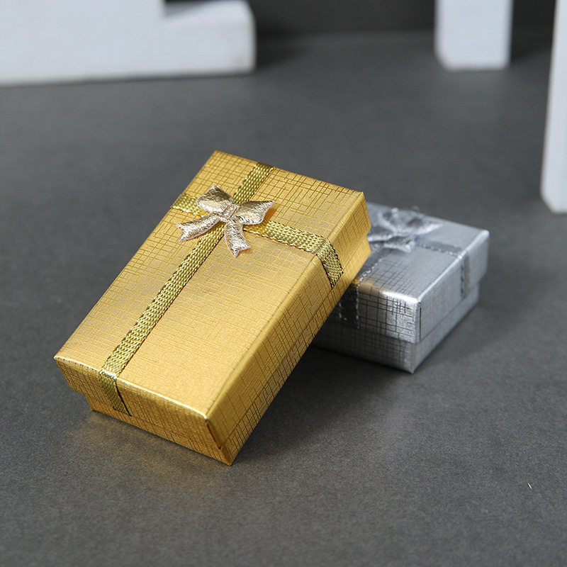 Gold and Silver Pearlescent Jewelry Storage Box 5X8 Ring Earrings Necklace Box Manufacturer Wholesale Packaging Carton in Stock