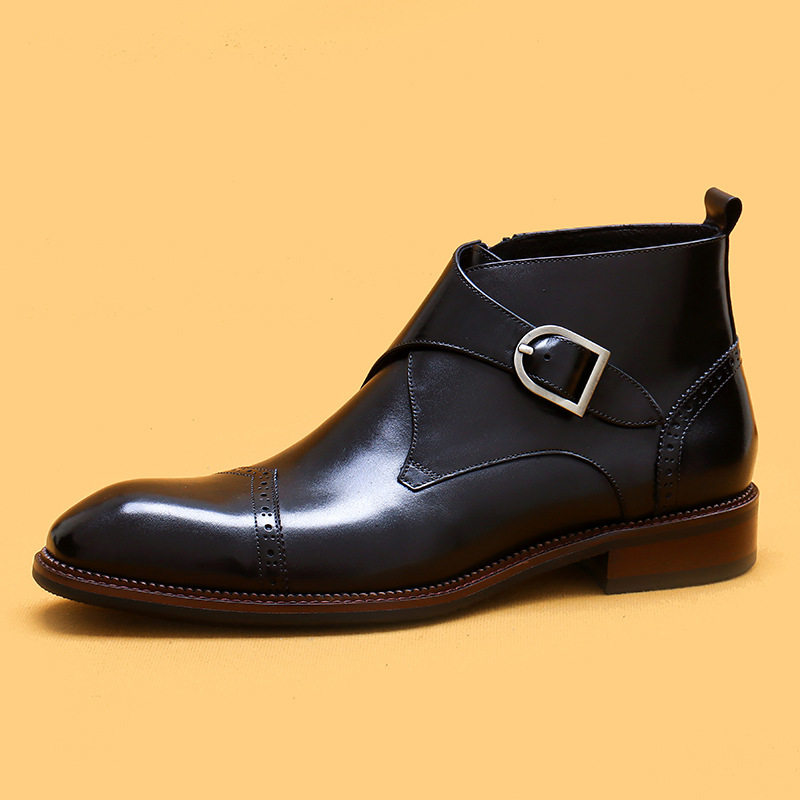 Boot Chelsea Nam Da Thật Khóa Bên Chiều Cao Đế Khoảng 3cm Màu Đen, Nâu