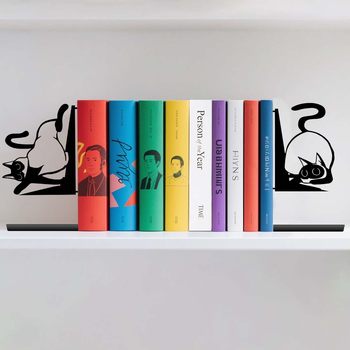 Manufacturer Sells Metal Cut Out Bookends L-Shaped Cat Decorative Iron Bookends Desktop Bookshelf Storage Book Clips Stationery