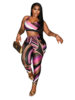 D9739 Amazon European and American Hot Women's Fashion Sexy Contrast Color Positioning Printed Top Vest Pants suit