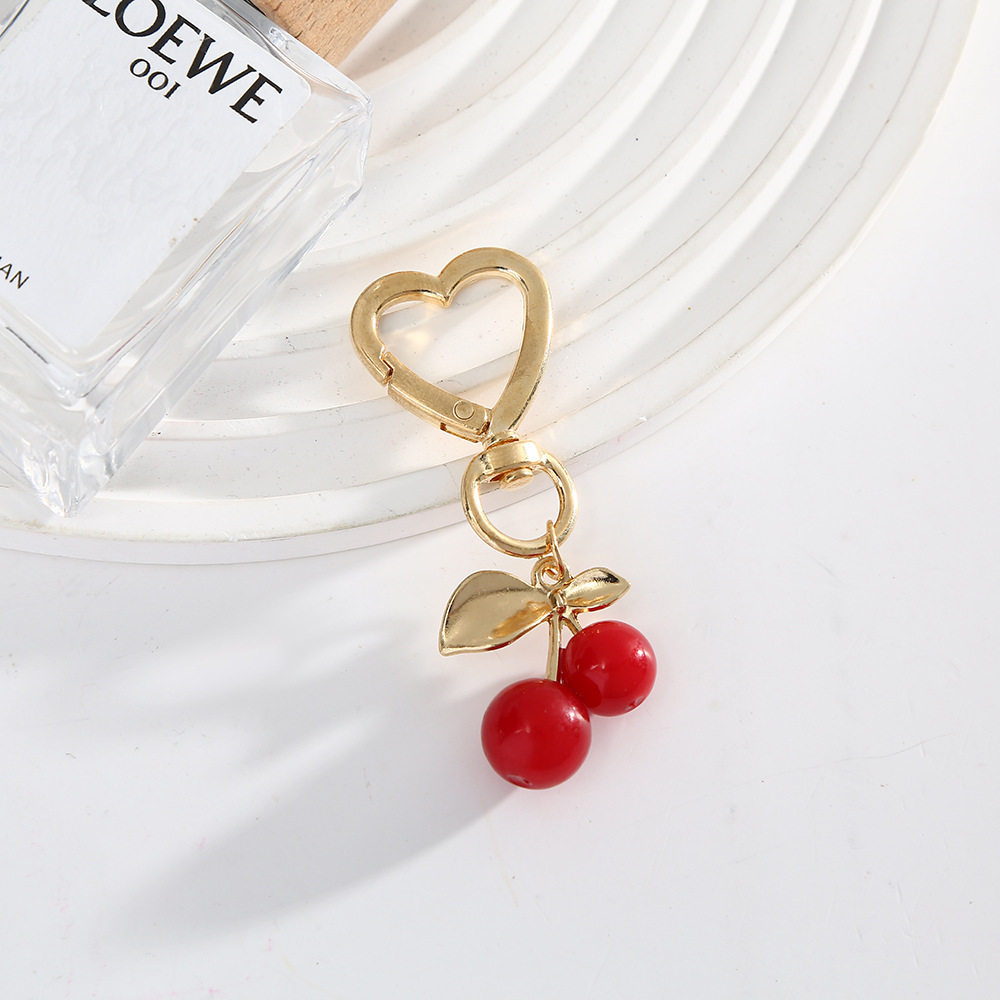 Cross-Border Foreign Trade Hot-Selling Versatile Fashionable Cherry Keychain Modern Simple High-End Metal Bag Pendant