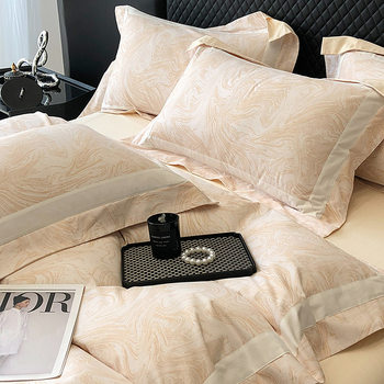 Pure Cotton High Count Thickeneded Brushed Four-Piece Set Super Soft Breathable Skin-Friendly Class a Pure Cotton Autumn and Winter Thickeneded Brushed Four-Piece Set