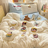 Crayon Shin-Chan Milk Velvet Bed Four-Piece Set Cartoon Coral Velvet Single Quilt Cover Bed Sheets and Fitted Bed Sheets Thickeneded Three-Piece Set