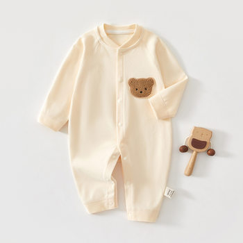 Newborn Baby Clothes Spring and Autum Pure Cotton Boneless Long-Sleeved Pajamas Autum Newborn Baby Clothes Baby Jumpsuit Winter