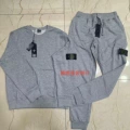 Round neck suit with floral gray terry