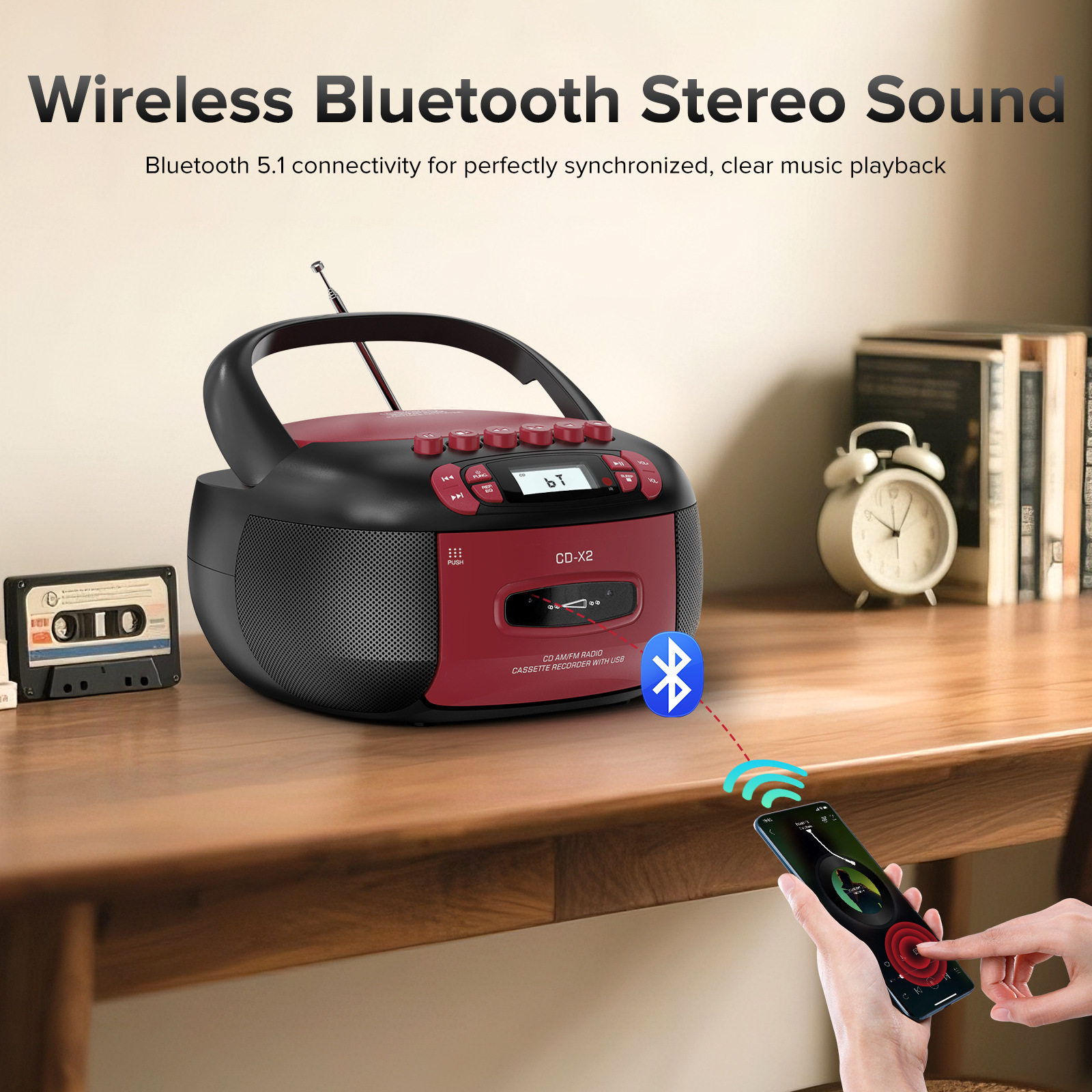 Cross-Border Cdboombox Cassette Tape Player Fm Radio Bluetooth Music Player Cd Player Retro Audio