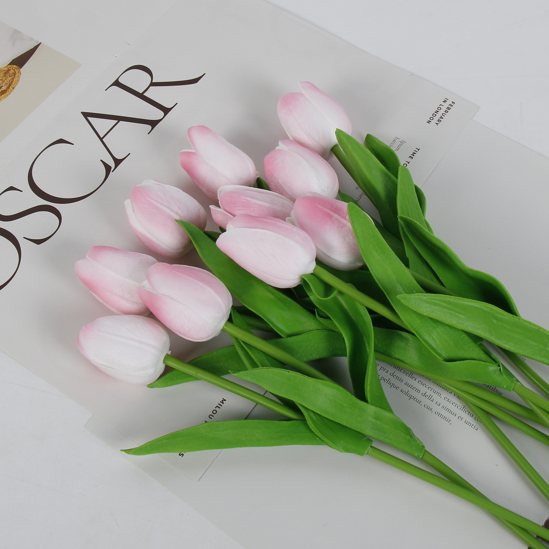 佰顺郁金香仿真花婚礼假花花束拍摄道具家居客厅装饰PU仿真花批发