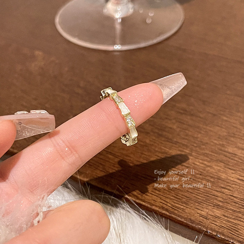 韩系精致锆石素圈戒指女开口可调节食指戒轻奢小众个性设计感指环