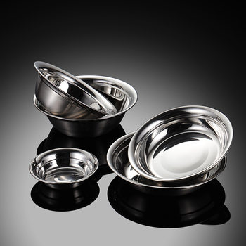 En 304 Stainless Steel Plate Thickened Deep Round Basin Dish Plate with Vegetable Deep Soup Basin Mirror Light Outside matte 06 Thick