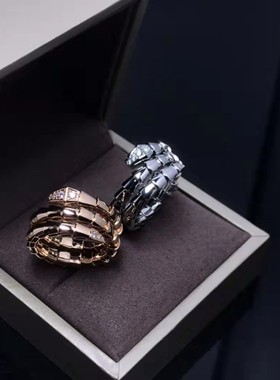 蛇形满钻蛇戒指V金男女通用