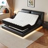 Modern Minimalist Large Black Leather Luxury Smart Multifunctional Electric Smart Combination Master Bedroom Leather Floating King Bed