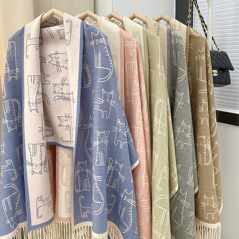 Summer Air-Conditioned Room Shawl, Spring & Fall Outer Wear, Women's Office Nap Blanket, Imitation Cashmere Scarf, Women's Cervical Spine Protection