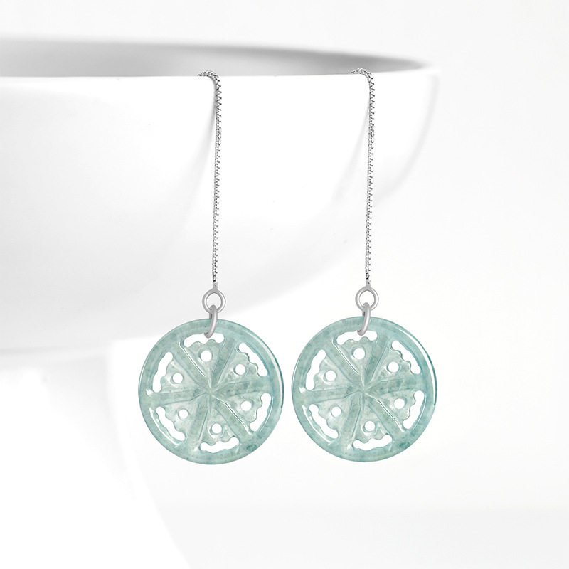 Серьги из натурального нефрита A goods blue water snowflake серьги из серебра S925 с инкрустацией из ледяного нефрита модные женские серьги высокого класса Изображение 1