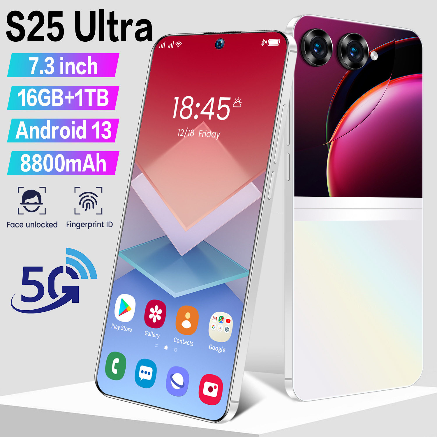 S25U Cross-Border Foreign Trade 7.3inch Android 9.0 Smartphone 2+16g Dual Sim Full Network Communication Low Price in Stock