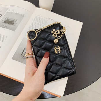 2022 New Korean Style Women's Small Fragrant Style Quilted Long Wallet Quilted Coin Purse Soft Wallet Zipper Bag Satchel