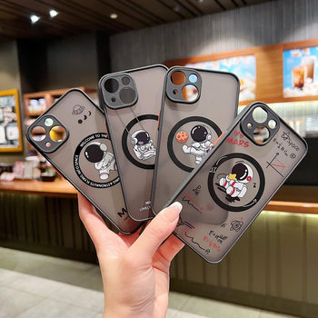 Suitable for Iphone17 Cartoon Magnetic Astronaut Phone Case 15Pro Letter Graffiti Magsafe Apple 14 Case