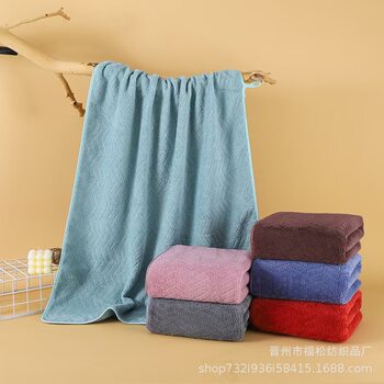 Cross-border Wheat Striped Towel Bath Towel Household Adult Thickened Double-sided Absorbent Wholesale Coral Fleece Wash Towel Bath Towel