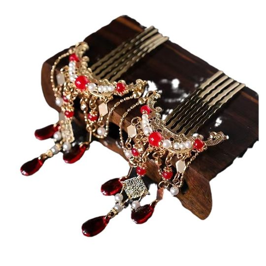 Warring States Style Hanfu Pavilion Hair Accessories After Step Shake and Press Embellishment Small Hairpin Antique Headwear Ming Style Tang Style Tassel Hairpin Female