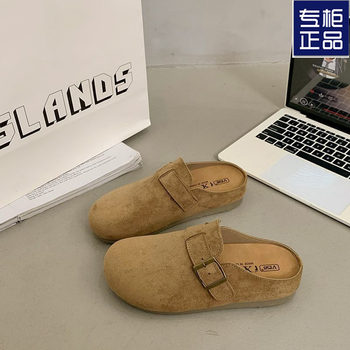 Popular Thick-Soled Baotou Birkenstock Shoes for Women 2025 New Spring & Fall Outer Wear Slip-On Shoes Fashionable Half-Drag Birkenstock Shoes