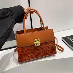 Korean Fashion High-end Sense Crocodile Pattern Handbag Women's 2024 Autumn New Niche Design Commuter Small Square Bag