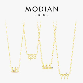 MODIAN MODIAN 925 sterling silver lucky digital necklace for women ins style light luxury niche design high-grade clavicle chain