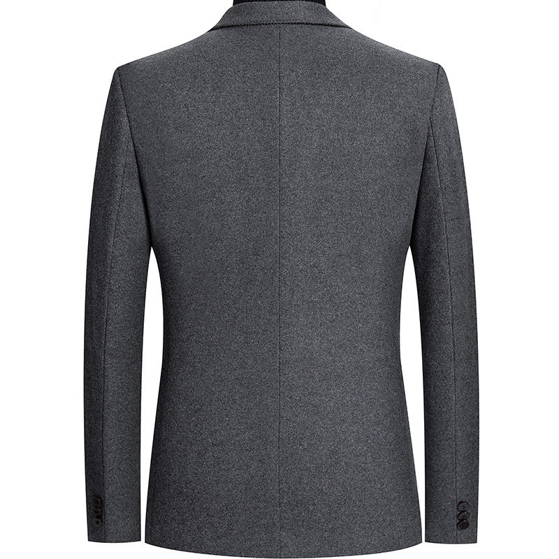 Mens Wool Blazer Coat Casual Fit Long Sleeve Notched Lapel Available in Gray and Black Wholesale Ready to Ship