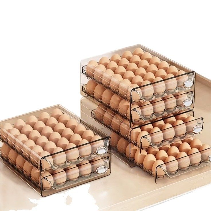 Refrigerator Egg Organizer Box Automatic Refill Egg Tray Flip Rolling Rack Storage Box Kitchen Organizer Space Saving