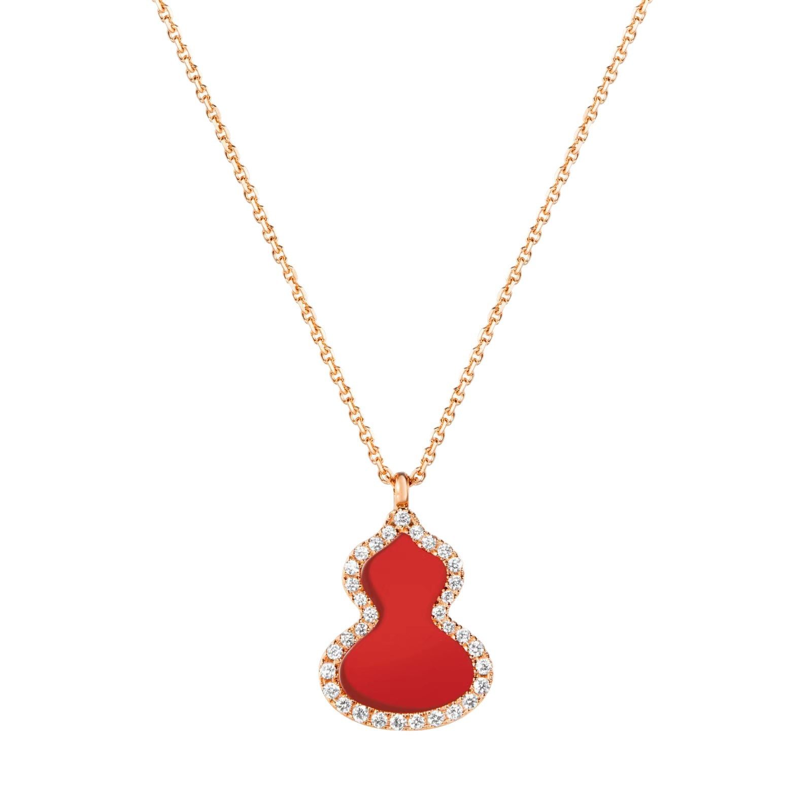 Kirin Gourd Necklace V Gold Plated 18K Rose Gold Red Agate White Mother-Of-Pearl Diamond-Studded Pendant Collarbone Slimming Chain