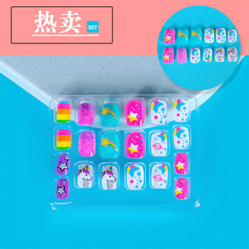 Manicure Wearable Nail Patch Box Personalized Printed Nail Art Patch Cute Cartoon Finished Children's Fake Nails