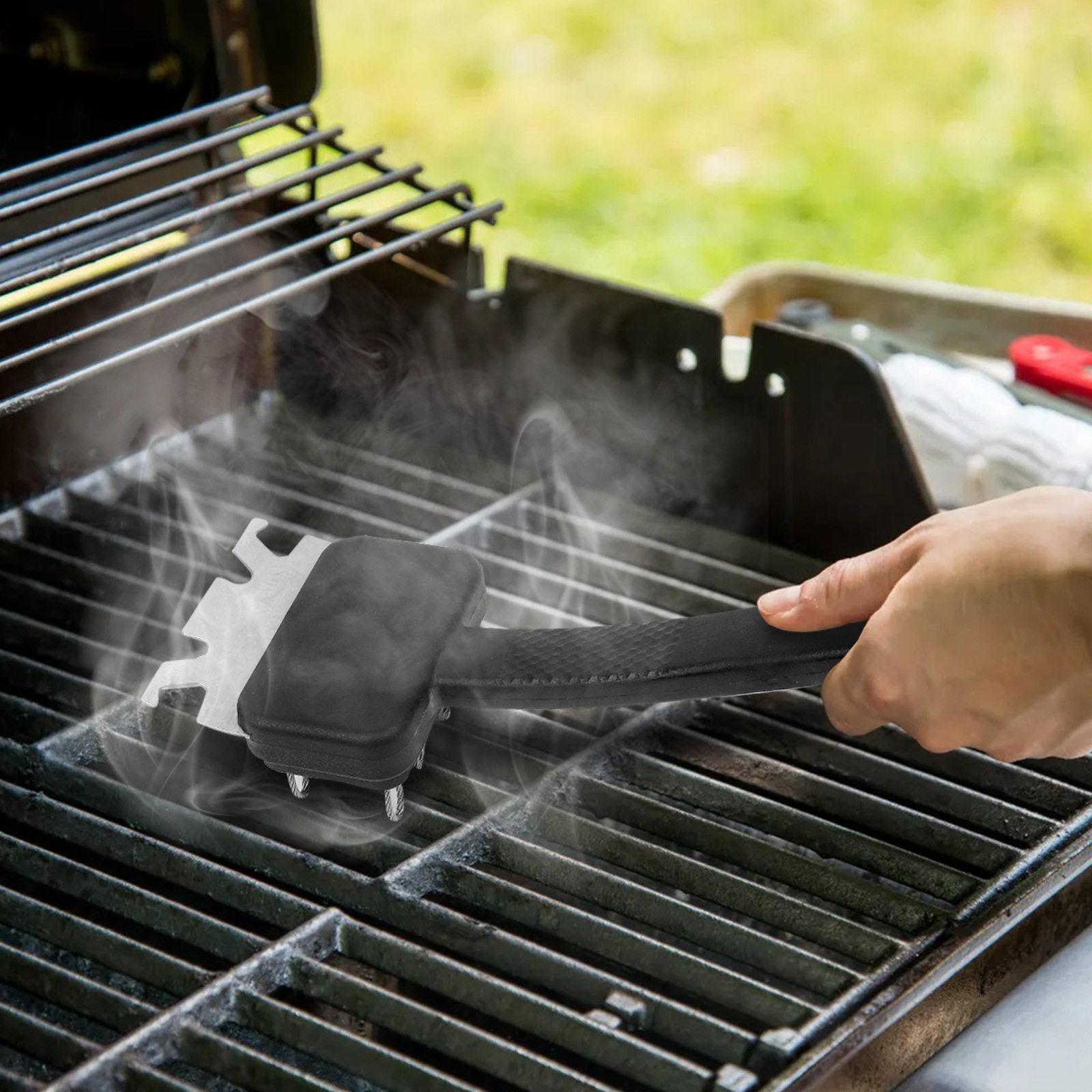 Cross-Border Barbecue Grill Cleaning Brush 304 Stainless Steel Wire Exposed Brush Head Oven Grill Cleaning Brush Wholesale