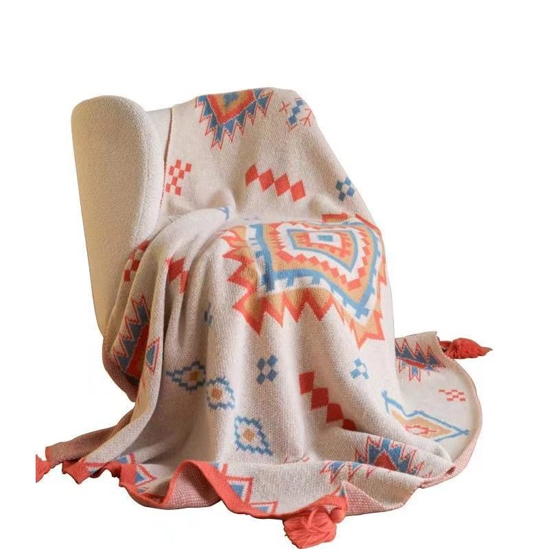 Cross-border Moroccan-style Double-layer Knitted Blanket Office Lunch Break Blanket Air Conditioning Sofa Blanket Famous Camping Thickened Blanket