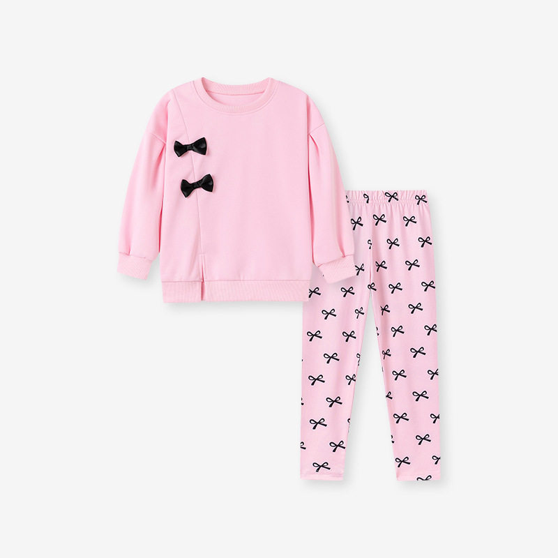 Mädchen-Set, Herbst-Langarm-Kinder-Outfit, Süßes Schleifen-Baby-Herbstkleidung