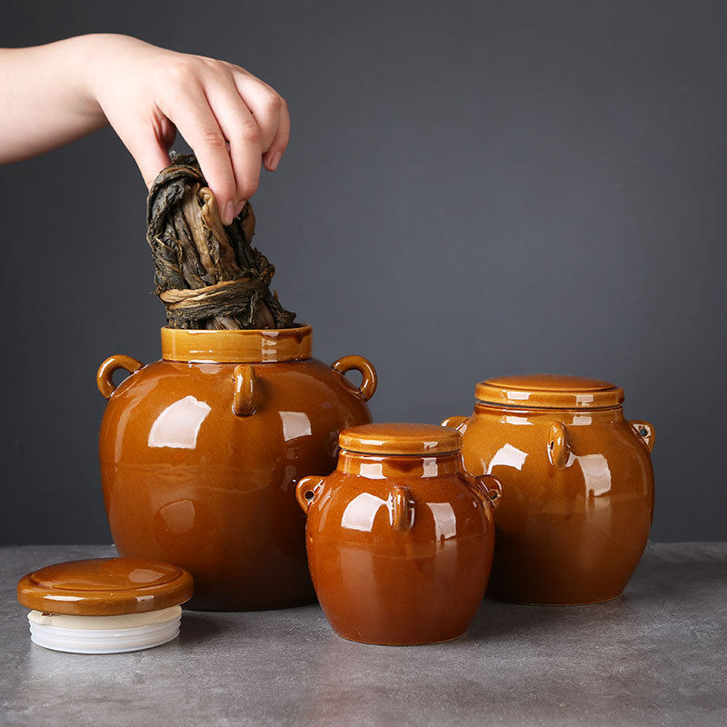 Vintage Sealed Ceramic Honey Jar Pickles Jar Dry Goods Jar Coarse Grain Storage Jar Household Pickle Jar Pickles Jar