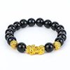 Bracelet imitation obsidian sand gold six words mantra bracelet ethnic style men and women piqiu live drainage wholesale