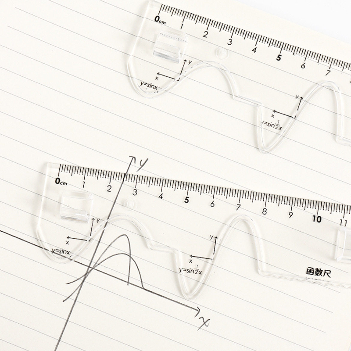 Xiaoyuer 2505 three-in-one multifunctional ruler 2B 2.0 lead black and white function ruler compasses ruler suit