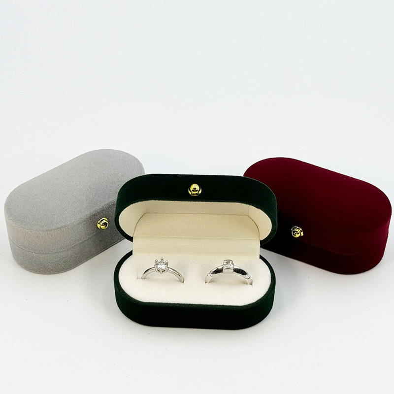 Xuhui Wholesale Pearl Velvet Cloth Flocked Jewelry Box Pair of Rings Earrings Earrings Jewelry Wedding Packaging Jewelry Box