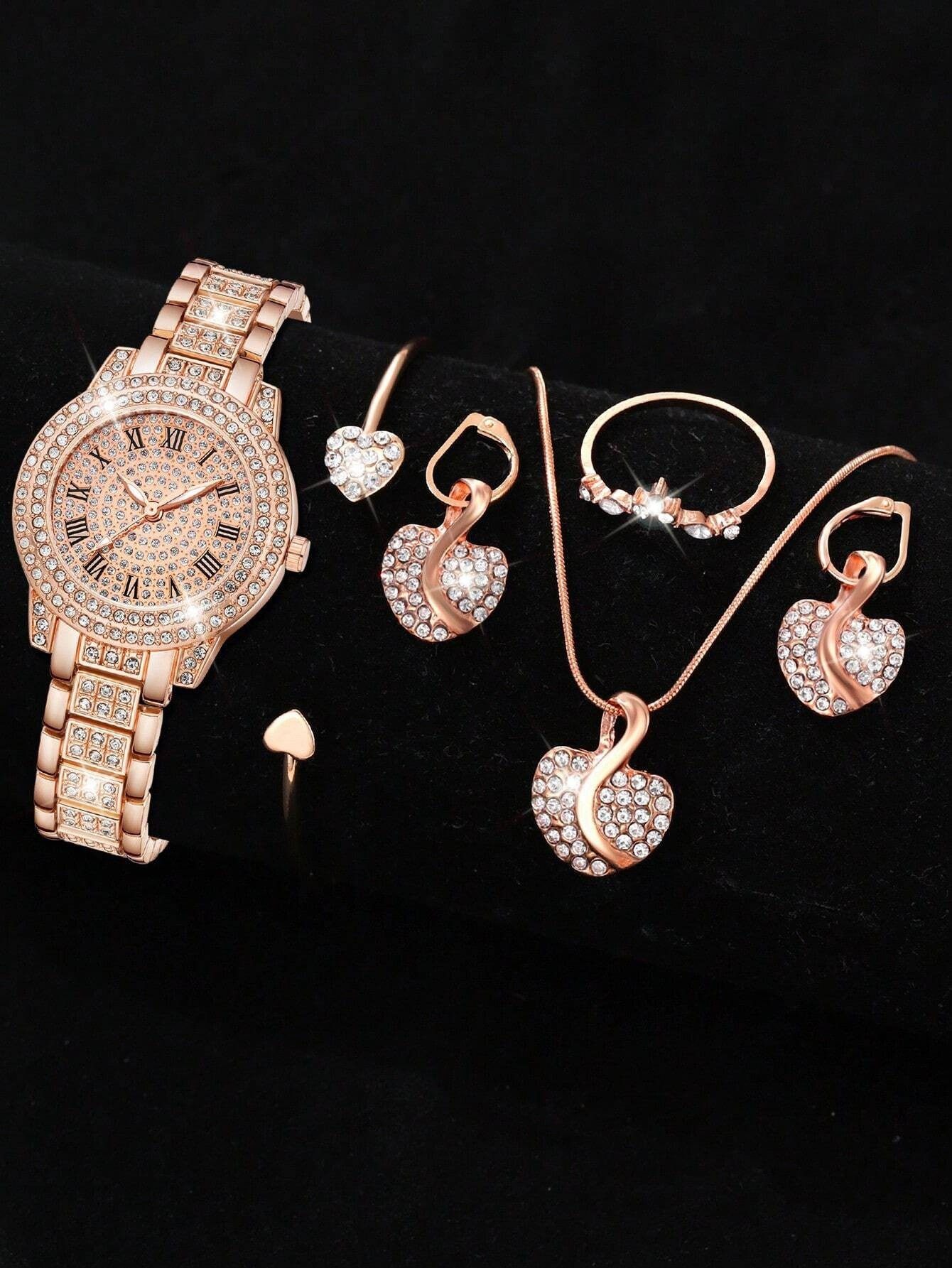 澈音爆款女士手表聚宝盆时尚休闲罗马石英套装 满钻手链时装腕表