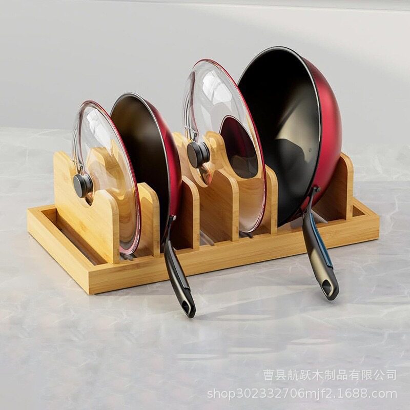 Cross-Border Kitchen Dish Rack Drain Rack Storage Rack Home Dish Rack Wooden Pot Lid Rack Frying Pan Rack