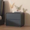 Light Luxury Cream Style Minimalist Bedside Table Modern Simple Small Solid Wood Leather Household Bedroom Bedside Cabinet Storage Cabinet