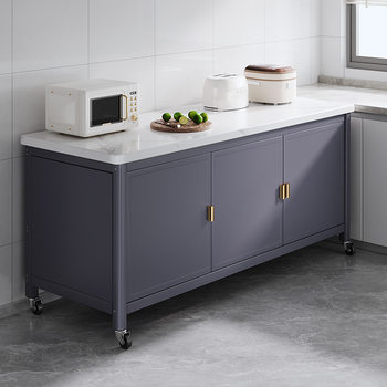 Double-Door Slate Kitchen Storage Rack Floor-Standing Multi-Layer Storage Cabinet Multi-Function Microwave Oven Vegetable Cutting Sideboard