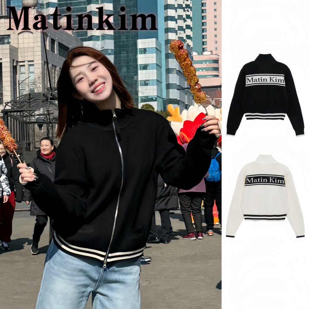 เสื้อถักแนวเกาหลีแบรนด์ยอดนิยม Matinkim เสื้อถักแจ็คการ์ดมีซิปรูด แขนยาว เสื้อคาร์ดิแกน เสื้อผ้าท็อปสำหรับผู้ชายและผู้หญิง