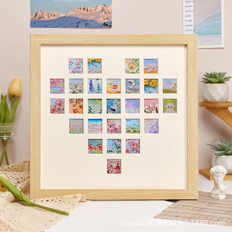 Oil painting stick picture frame diy four-grid nine-grid hand-made creative gift wholesale square photo frame decoration
