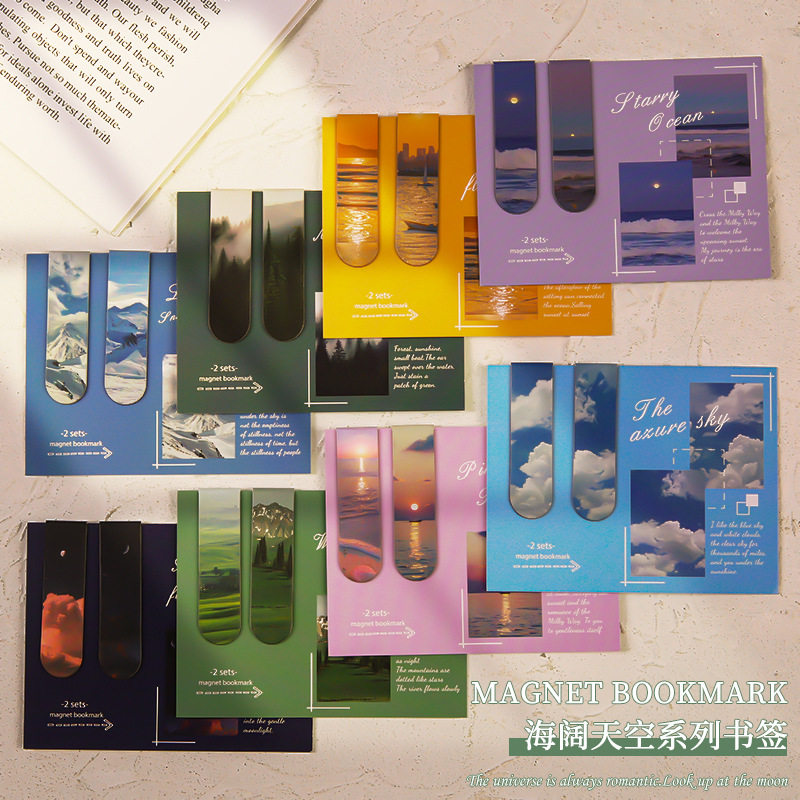 Artistic and Healing Magnetic Bookmarks, Creative Cloud-Shaped Reading Page Holders, Simple Ins-Style Double-Sided Decorative Magnetic Clips