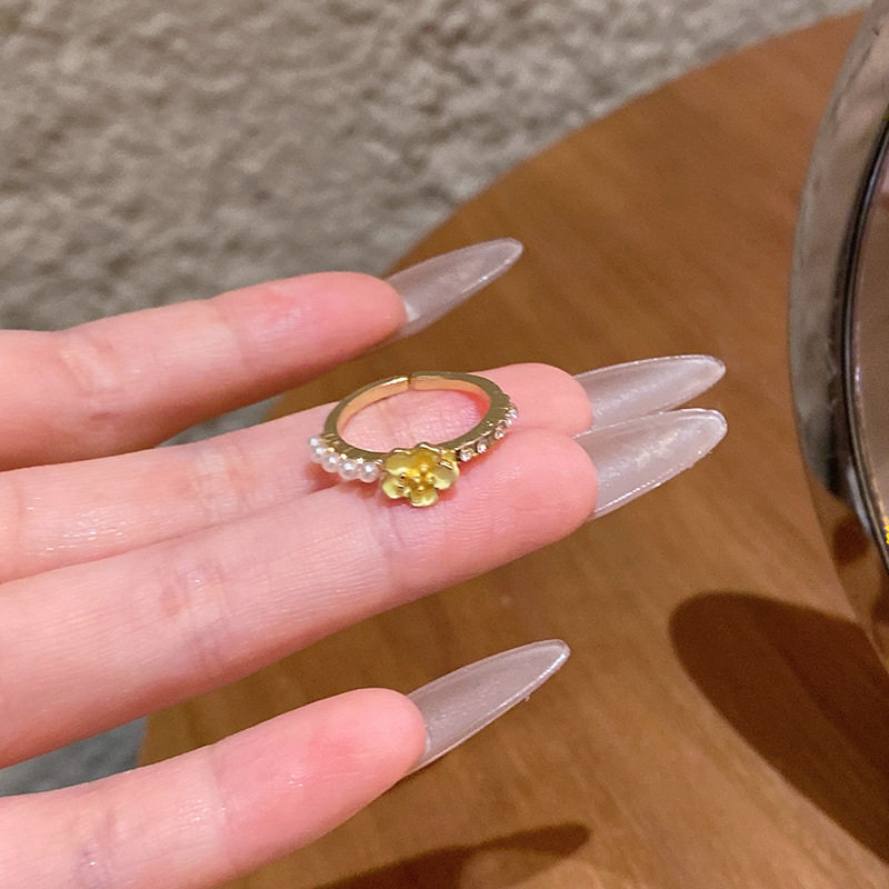 韩系精致锆石素圈戒指女开口可调节食指戒轻奢小众个性设计感指环